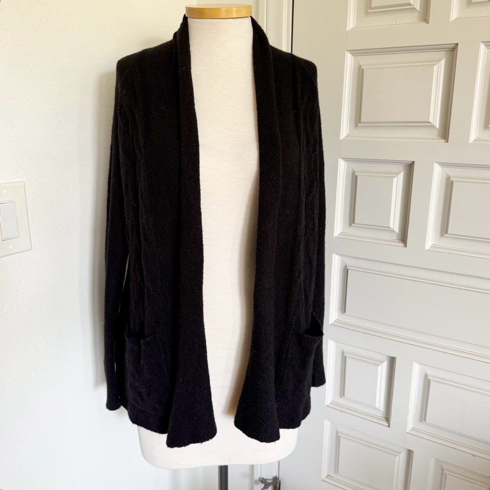 Lucky Brand Black Open Front Wool Cardigan Size Small